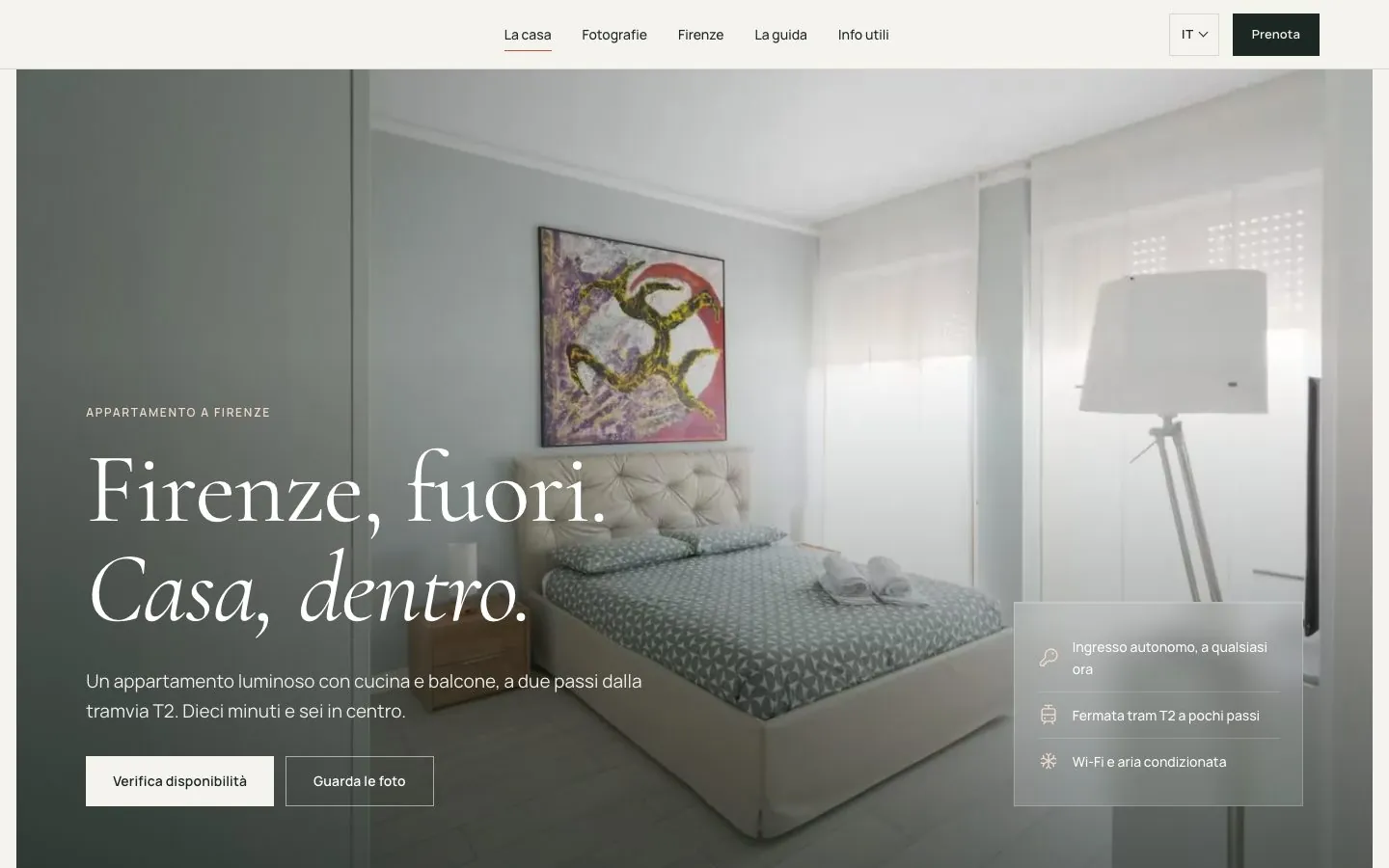 Home page di un sito per casa vacanze realizzato da Zentrya