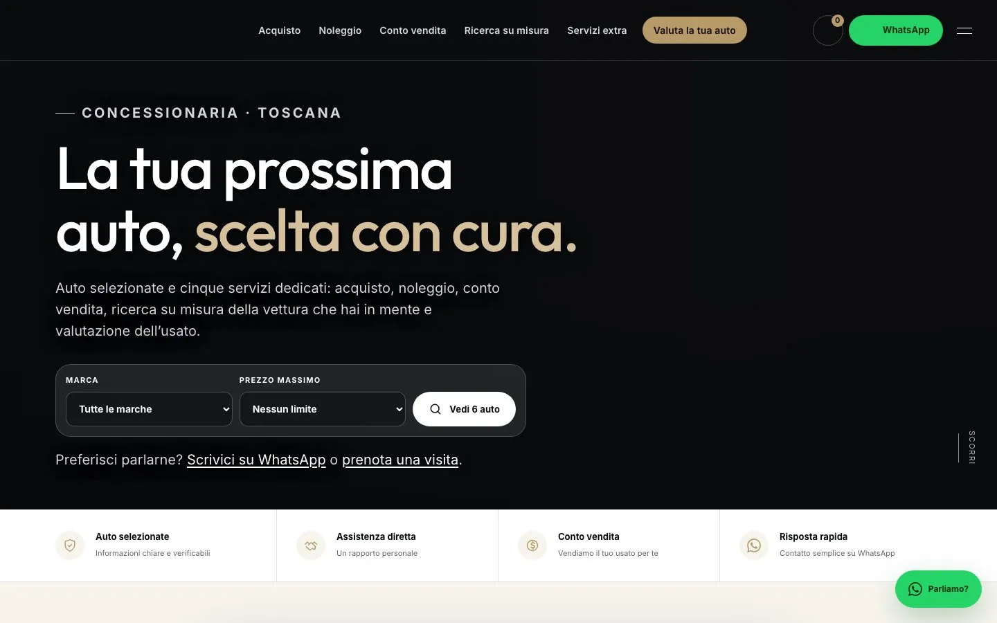 Schermata del progetto: Sito e catalogo auto per concessionaria